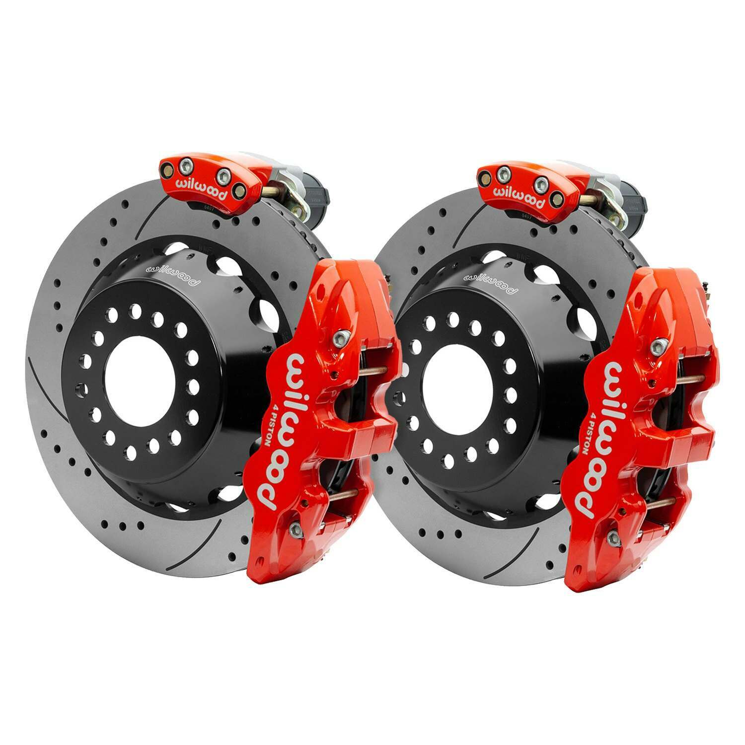 Wilwood Narrow Superlite 4R Rear P-Brk Kit AERO4 14in Rotor Big Ford New Style 2.5in Off - SRP Red - 140-15846-DR