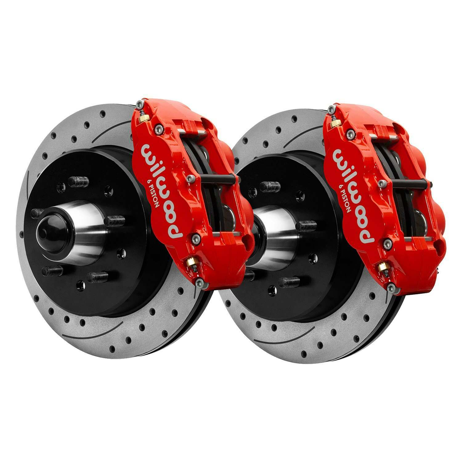 Wilwood 63-87 Chevy C10 Narrow Superlite 6R Front Brake Kit Drilled & Slotted 12.19in Rotors - Red - 140-15940-DR