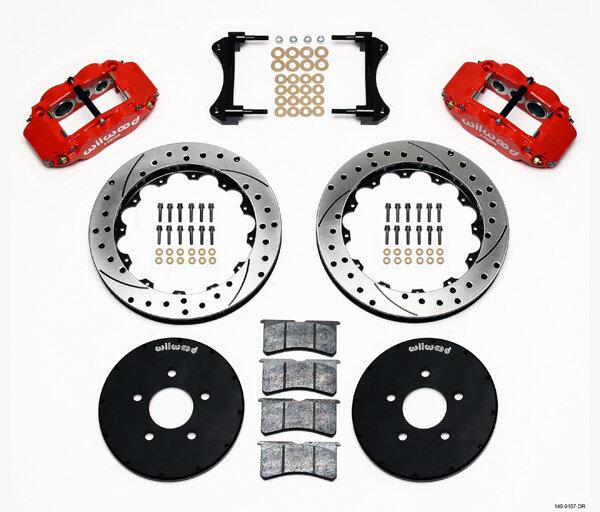 Wilwood 94-04 Mustang 14" Forged Narrow Front Superlite 6R Big Brake Kit (Drilled/Slotted - Red)