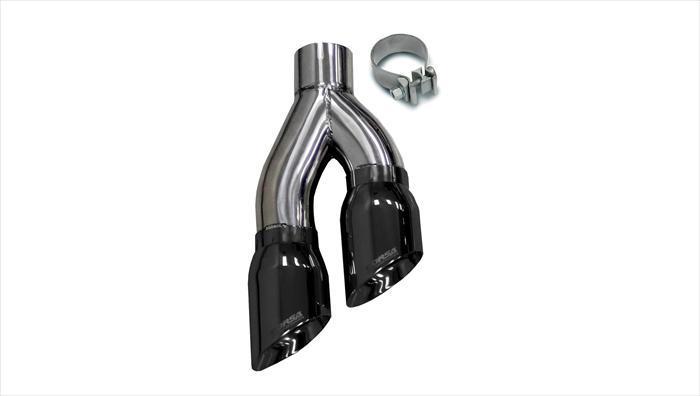 Corsa 14031BLK One Twin 4.0 Inch Side Swept Black Pro-Series Tips (Clamp Included) Fits Corsa Exhaust Kits Stainless Steel Corsa Performance