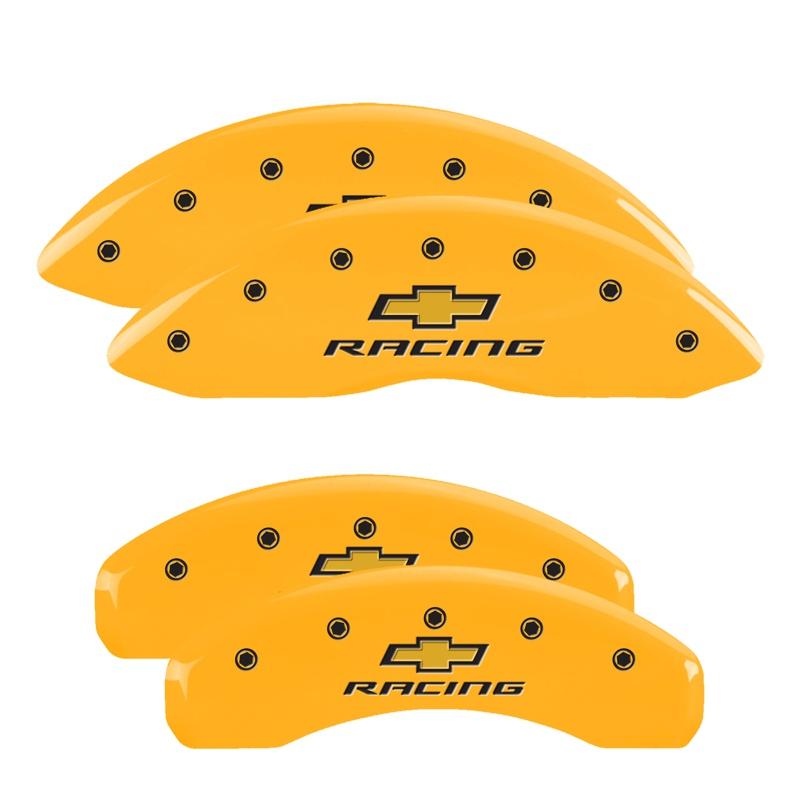 MGP Set Of 4: Yellow Finish, Black Chevy Racing (2010-2015 Camaro SS) - 14036SBRCYL
