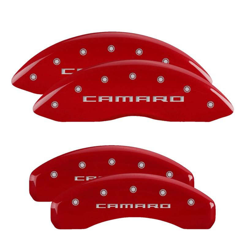 MGP Set Of 4: Red Finish, Silver Camaro (Gen 5/6) (2010-2015 Camaro SS) - 14036SCA5RD