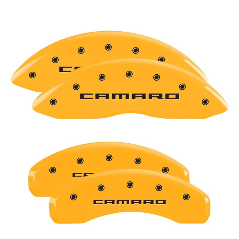 MGP Set Of 4: Yellow Finish, Black Camaro (Gen 5/6) (2010-2015 Camaro SS) - 14036SCA5YL