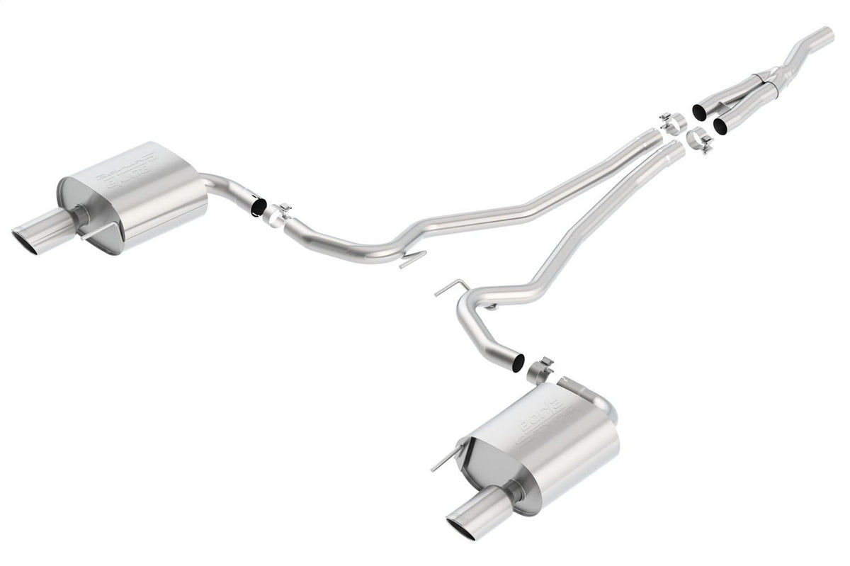 Borla Borla Cat-Back Exhaust System S-Type 2-1/4" Stainless Steel With 4" Polished Tips Without Active Exhaust Fastback (2015-2024 Ecoboost Mustang) - 140584