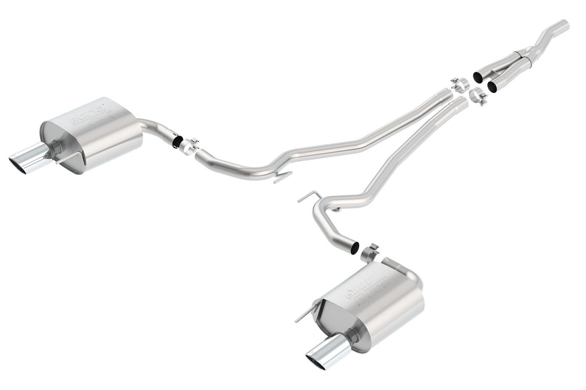 Borla Cat-Back Exhaust System ATAK 2-1/4" Stainless Steel With 4" Polished Tips Without Active Exhaust Fastback (2015-2024 Ecoboost Mustang) - 140585