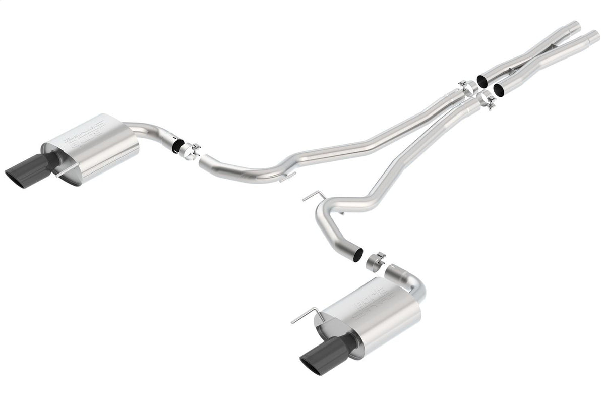 Borla 2.5" Cat-Back Exhaust System - S-Type -  4" Black Chrome Tips (2015-2017 Mustang GT) - 140590BC