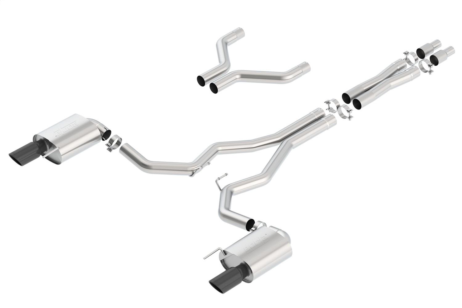 Borla 3" Cat-Back Exhaust System - S-Type - 4" Chrome Black Tips (2015-2017 Mustang GT) - 140629BC