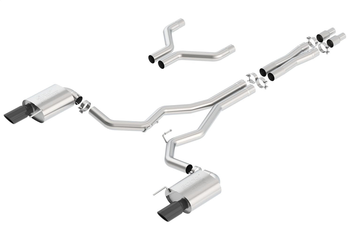 Borla 3" Cat-Back Exhaust System - Atak - 4" Chrome Black Tips (2015-2017 Mustang GT) - 140630BC