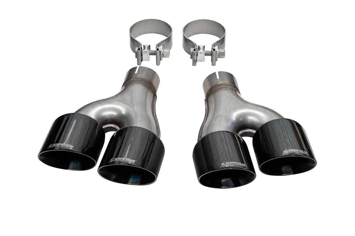 Corsa Twin 4.0 Inch Polished Black PVD Pro-Series Tip Kit (Clamps Included) 11-21 Jeep Grand Cherokee Summit Edition - 14068BLK