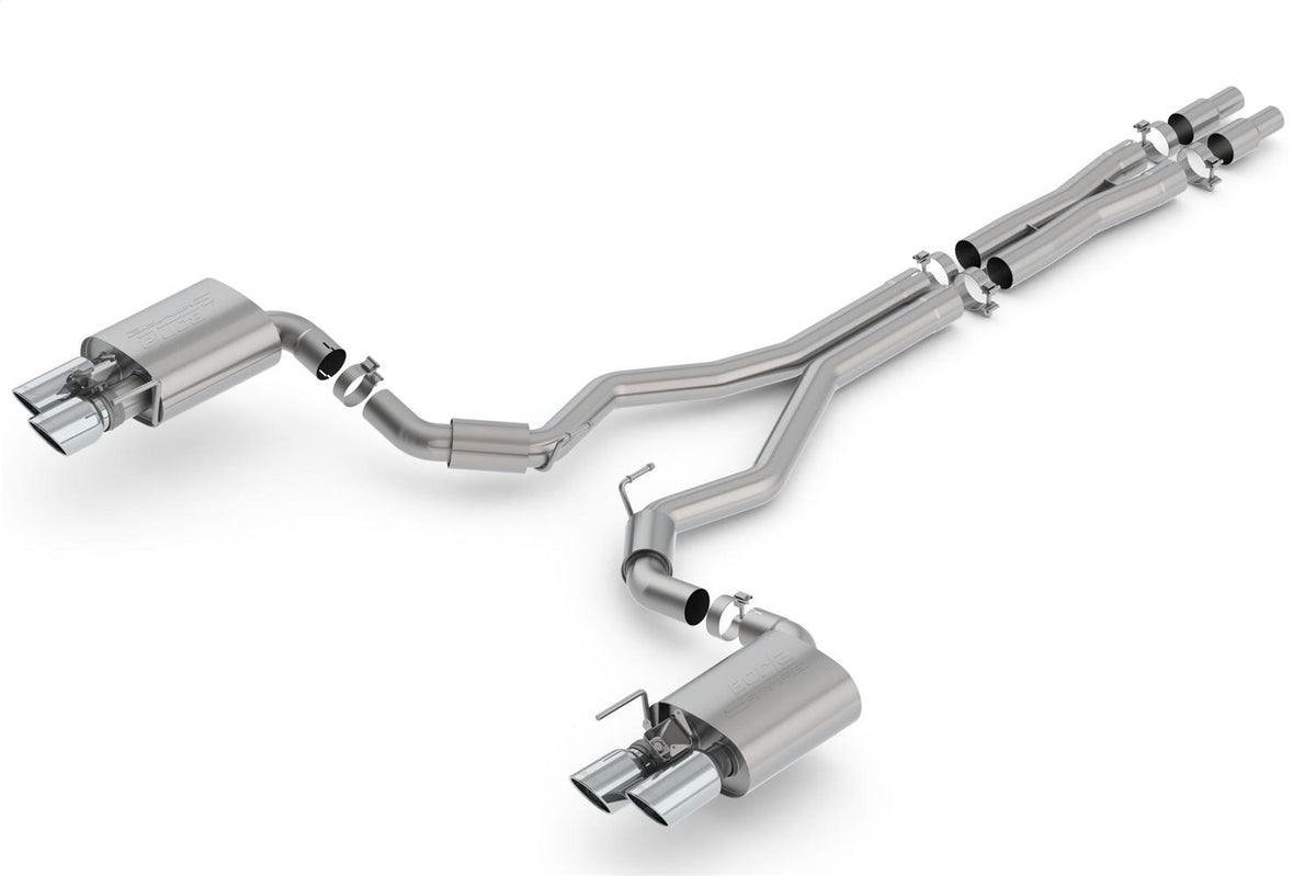 Borla 3" Cat-Back Exhaust System - S-Type - 4" Stainless Steel Tips (2018-2023 Mustang w/ Active Exhaust) - 140742