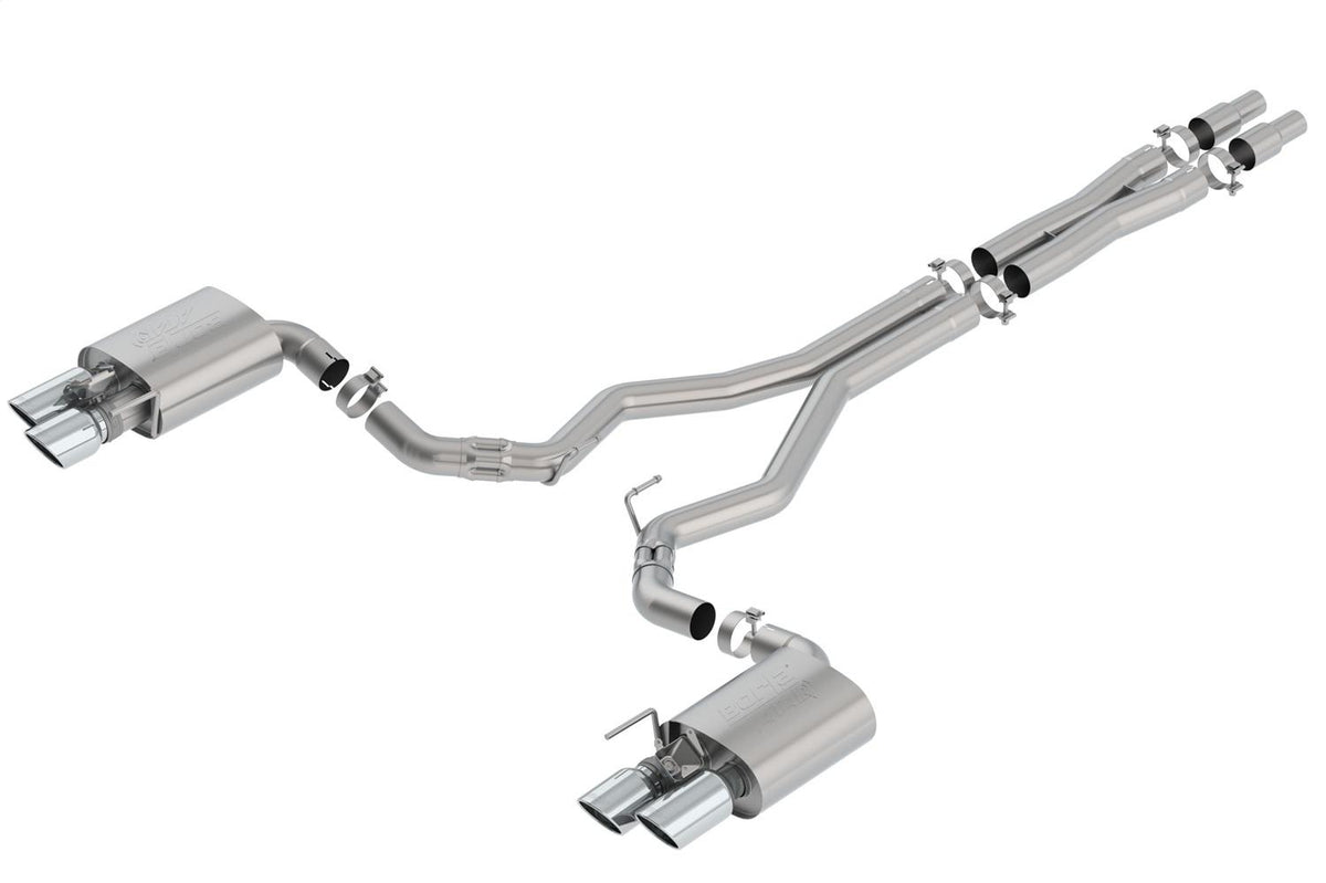 Borla 3" Cat-Back Exhaust System - Atak - 4" Stainless Steel Tips (2018-2023 Mustang w/ Active Exhaust) - 140743