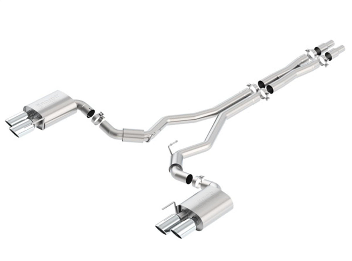 Borla 3" Cat-Back Exhaust System - S-Type - 4" Stainless Steel Tips (2018-2023 Mustang w/o Active Exhaust) - 140745