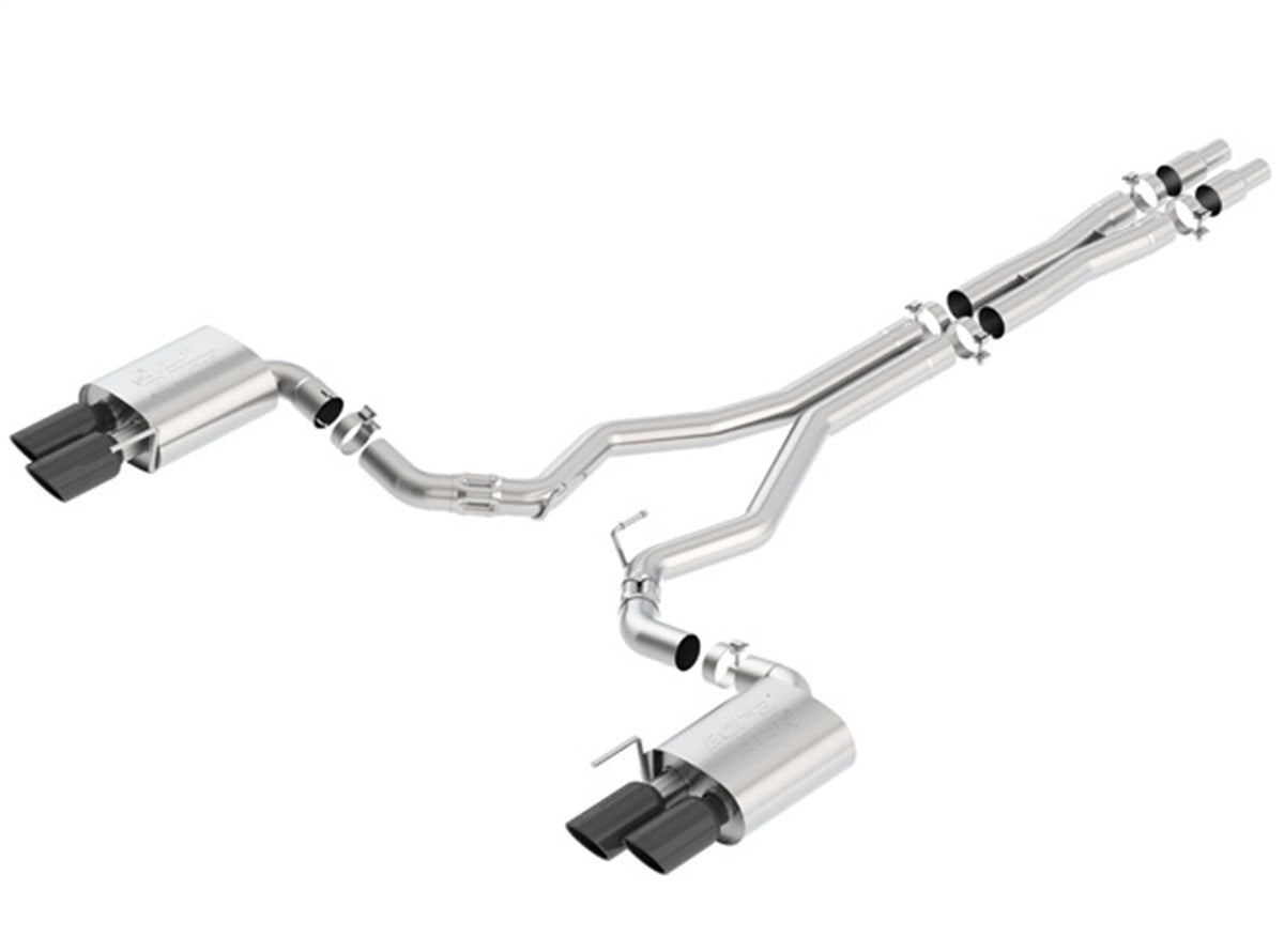 Borla 3" Cat-Back Exhaust System - Atak - 4" Black Chrome Tips (2018-2023 Mustang w/o Active Exhaust) - 140746BC