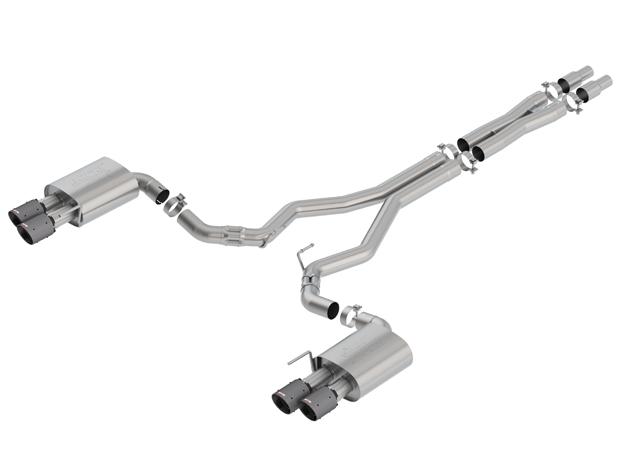 Borla 3" Cat-Back Exhaust System - Atak - 4" Carbon Fiber Tips - Black (2018-2023 Mustang w/o Active Exhaust) - 140746CFBA
