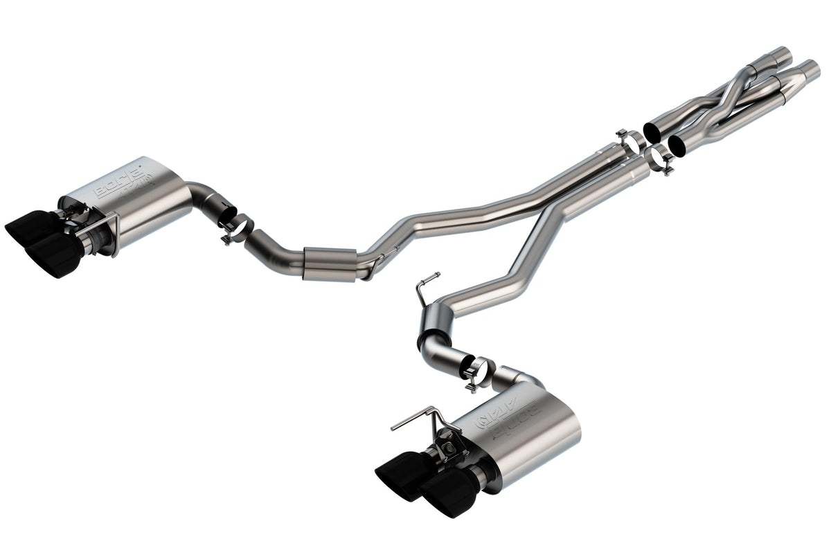 Borla 3" Cat-Back Exhaust System - Atak - 5" Chrome Black Tips (2020-2023 Mustang Mach 1 / Mustang Shelby GT500) - 140837BC