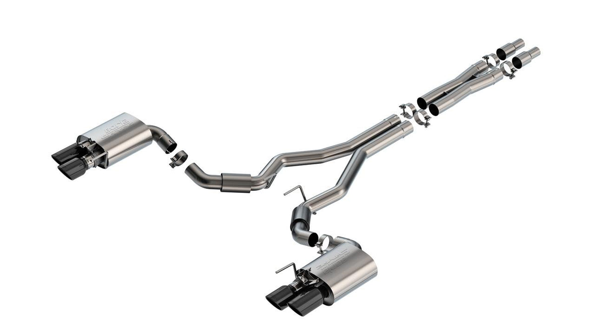 Borla Cat-Back Exhaust System - S-Type - Black Chrome Quad Tips (2024-2026 Mustang w/ Active Exhaust) - 140962BC