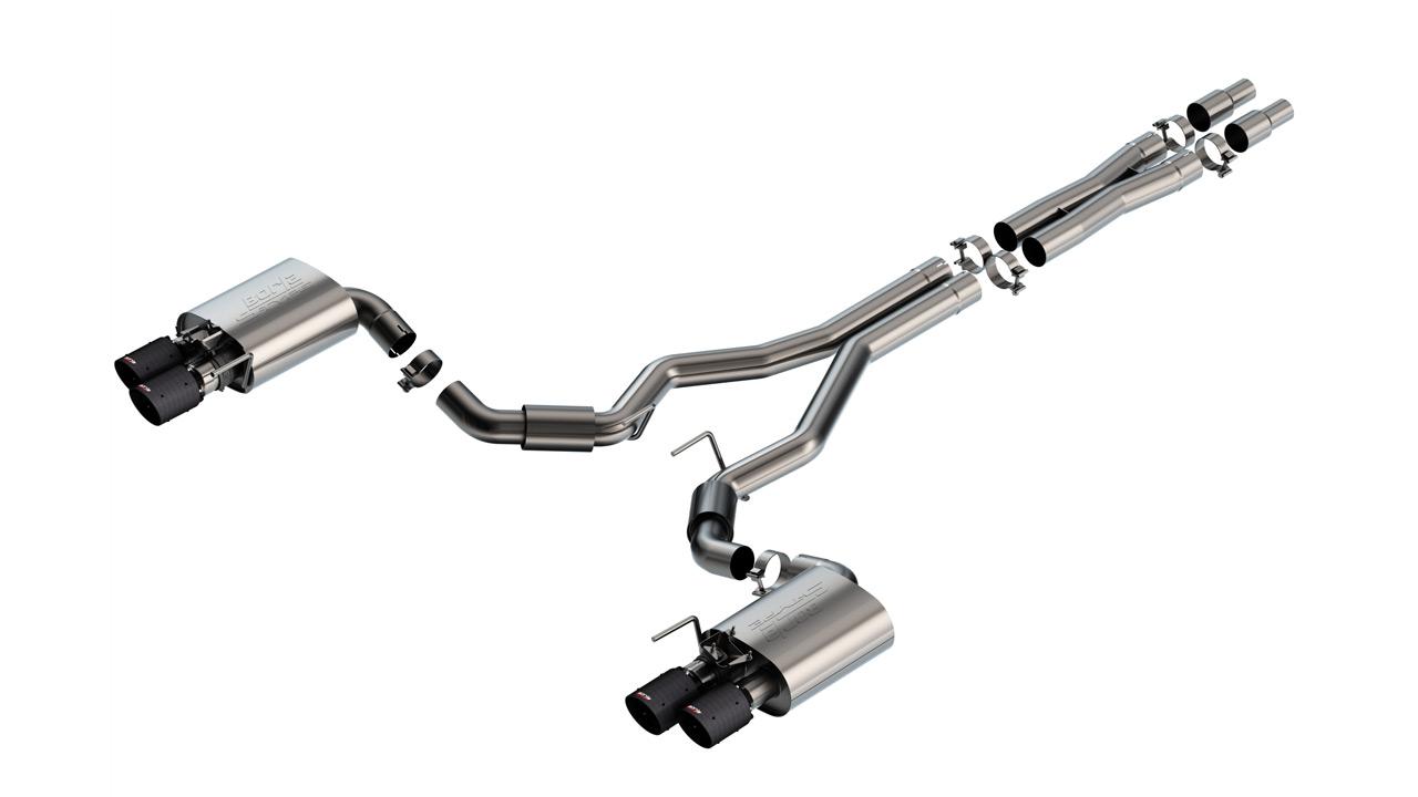 Borla Cat-Back Exhaust System - S-Type - Carbon Fiber Quad Tips (2024-2026 Mustang w/ Active Exhaust) - 140962CFBA