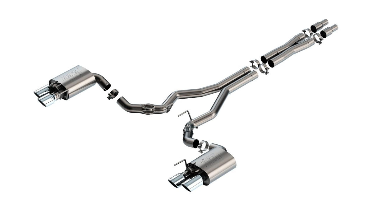 Borla Cat-Back Exhaust System - ATAK - Stainless Steel Quad Tips (2024-2026 Mustang w/ Active Exhaust) - 140963