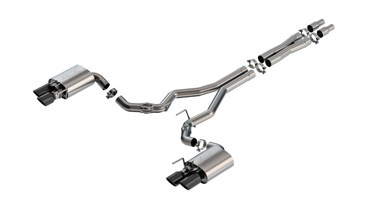 Borla Cat-Back Exhaust System - ATAK - Black Chrome Quad Tips (2024-2026 Mustang w/ Active Exhaust) - 140963BC
