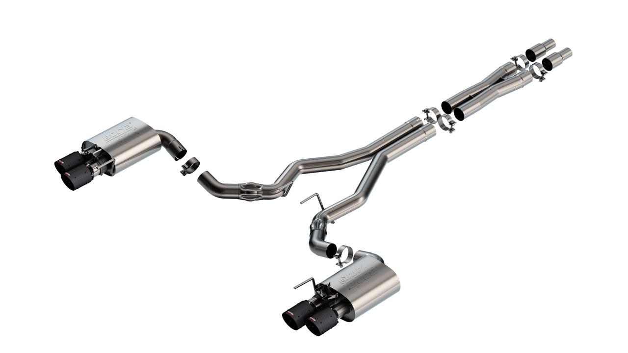 Borla Cat-Back Exhaust System - ATAK - Carbon Fiber Quad Tips (2024-2026 Mustang w/ Active Exhaust) - 140963CFBA