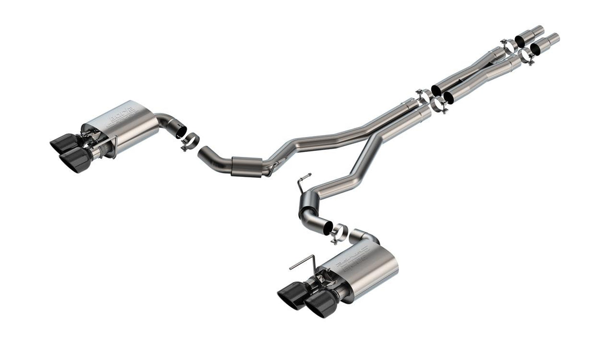 Borla Cat-Back Exhaust System - S-Type - Black Chrome Quad Tips (2024-2026 Mustang Dark Horse) - 140964BC