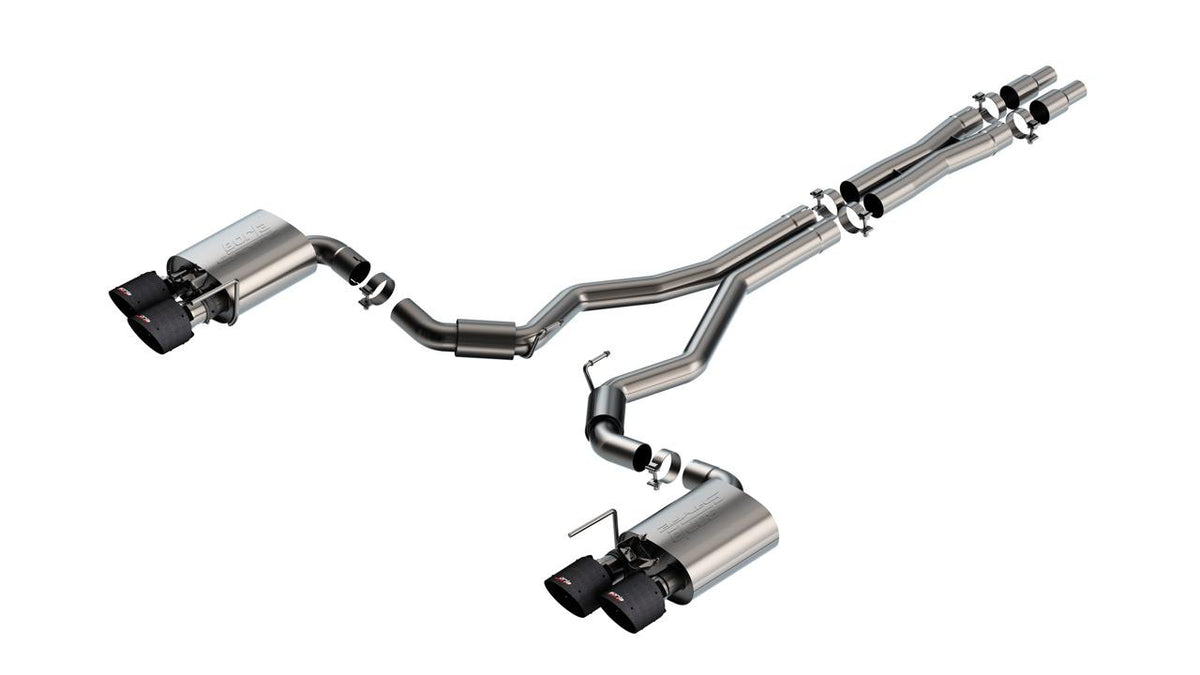 Borla Cat-Back Exhaust System - S-Type - Carbon Fiber Quad Tips (2024-2026 Mustang Dark Horse) - 140964CFBA