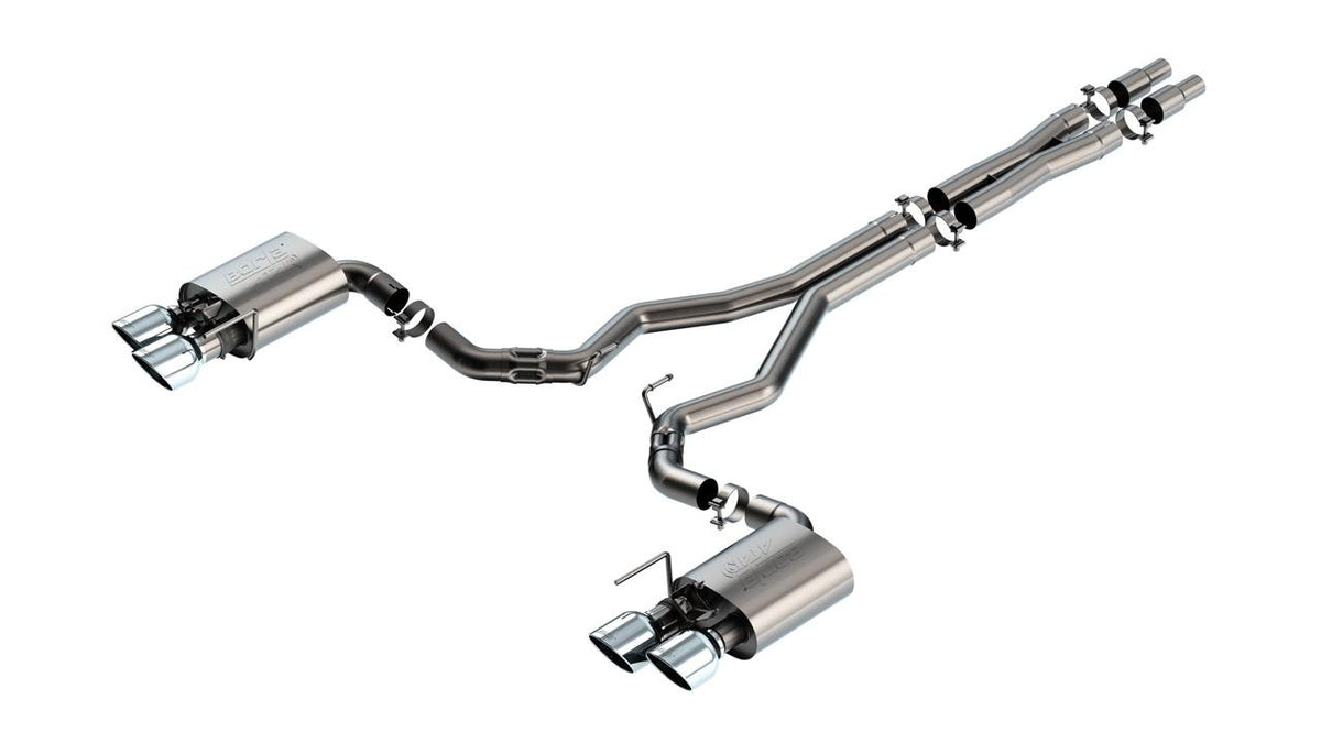 Borla Cat-Back Exhaust System - ATAK - Stainless Steel Quad Tips (2024-2026 Mustang Dark Horse) - 140965