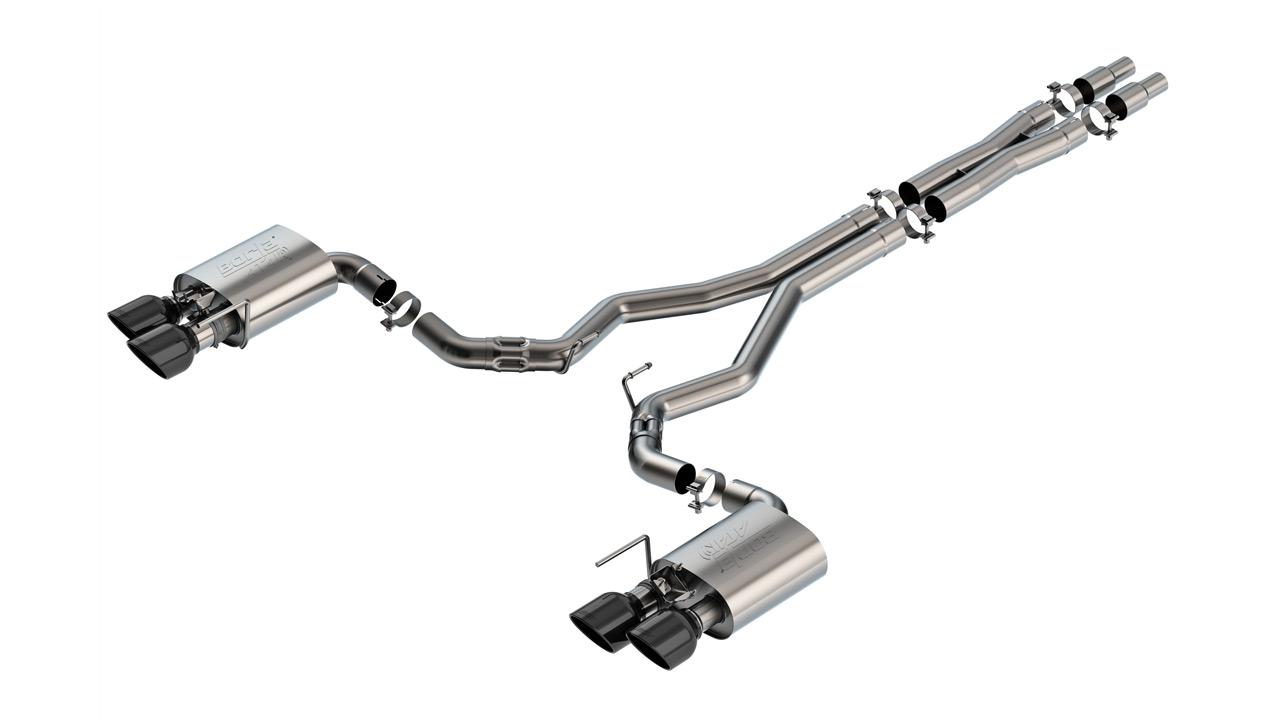 Borla Cat-Back Exhaust System - ATAK - Black Chrome Quad Tips (2024-2026 Mustang Dark Horse) - 140965BC