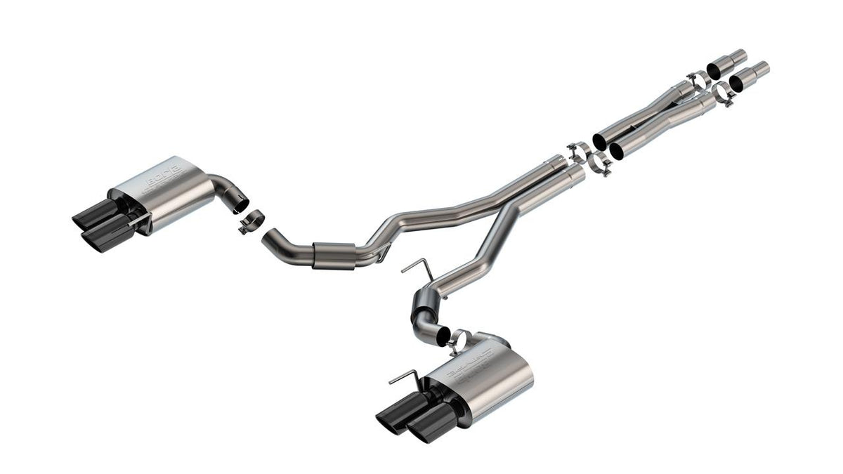 Borla Cat-Back Exhaust System - S-Type - Black  Chrome Quad Tips (2024-2026 Mustang w/ Non Active Exhaust) - 140969BC