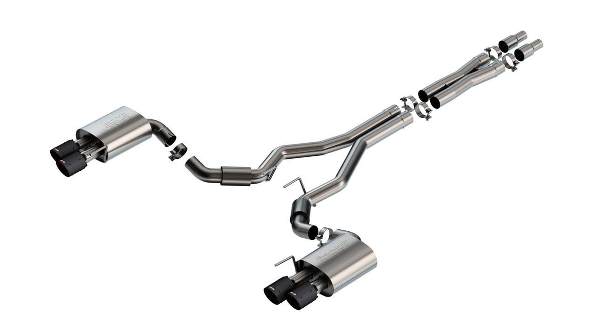 Borla Cat-Back Exhaust System - S-Type - Carbon Fiber Quad Tips (2024-2026 Mustang w/ Non Active Exhaust) - 140969CFBA