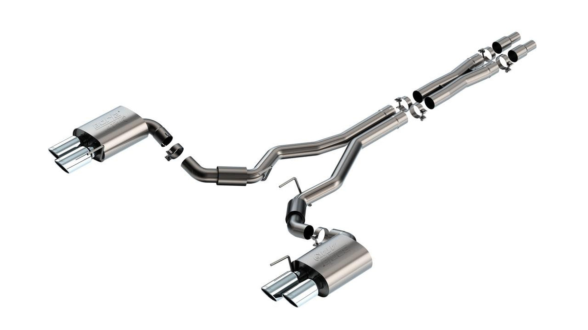 Borla Cat-Back Exhaust System - ATAK - Stainless Steel Quad Tips (2024-2026 Mustang w/ Non Active Exhaust) - 140970