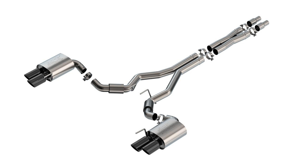 Borla Cat-Back Exhaust System - ATAK - Black Chrome Quad Tips (2024-2026 Mustang w/ Non Active Exhaust) - 140970BC
