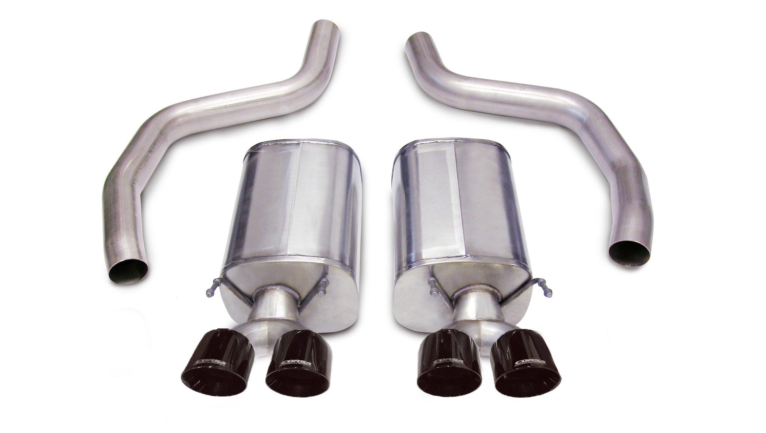Corsa 14164BLK 3" Dual Rear Exit Sport Axleback with 4" Black Tips (2006-2013 C6 Corvette Z06 / ZR1)