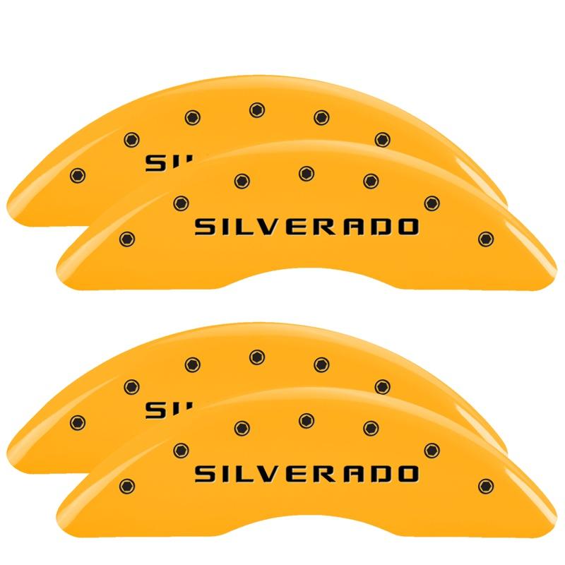 MGP Set Of 4: Yellow Finish, Black Silverado (2011-2019 Chevrolet Silverado 2500 HD, Chevrolet Silverado 3500 HD) - 14173SSILYL