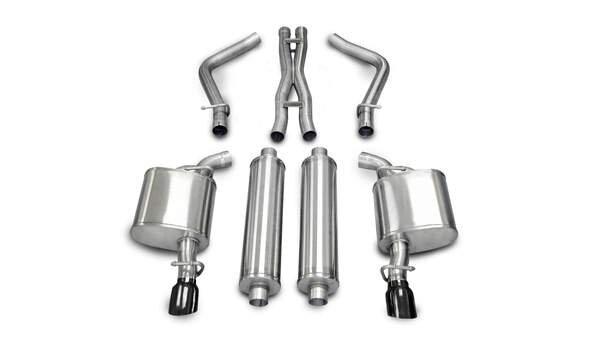 Corsa 14177BLK 2.5" Dual Rear Exit Sport Catback Exhaust System with 3.5" Black Tips (2005-2010 Charger 5.7L R/T)