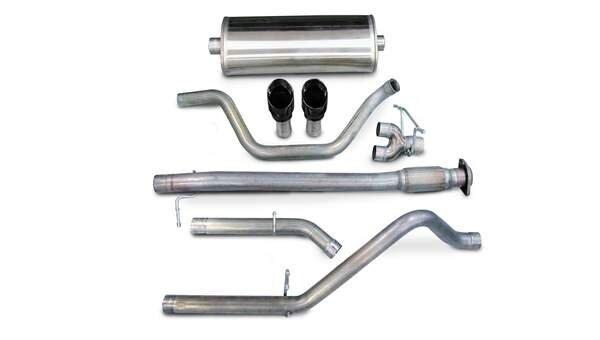 Corsa 14199BLK 3" Dual Rear Exit Sport Catback Exhaust with 4.0" Black Tips (2007-2008 Silverado / Sierra 143.5" Wheelbase)