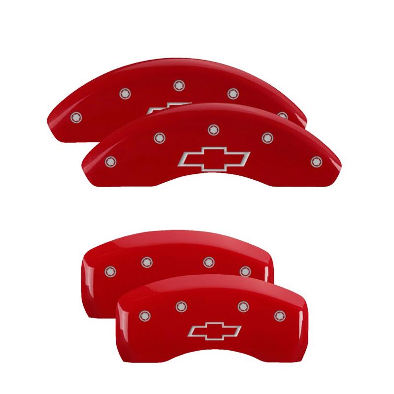 MGP Set Of 4: Red Finish, Silver Bowtie (2011-2013 Cruze LTZ, Cruze LT) - 14206SBOWRD