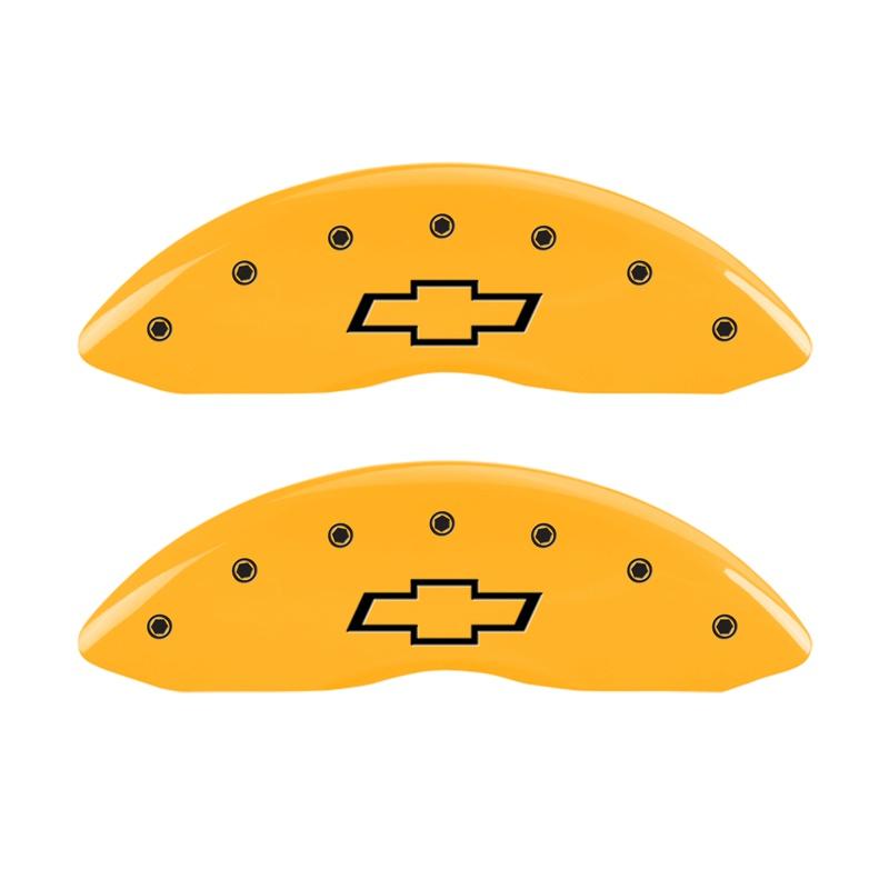 MGP Front Set Of 2: Yellow Finish, Black Bowtie (2007-2013 Chevrolet Silverado 1500 Classic, Chevrolet Silverado 1500) - 14207FBOWYL