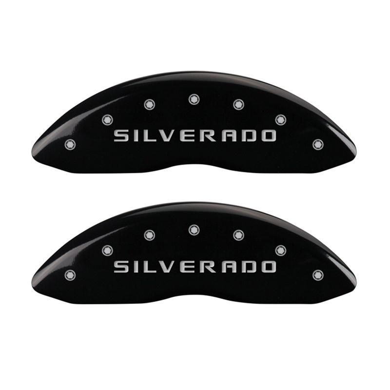 MGP Front Set Of 2: Black Finish, Silver Silverado (2007-2013 Chevrolet Silverado 1500, Chevrolet Silverado 1500 Classic) - 14207FSILBK