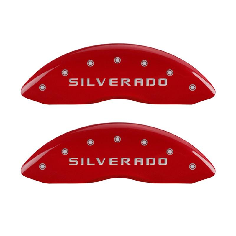 MGP Front Set Of 2: Red Finish, Silver Silverado (2007-2013 Chevrolet Silverado 1500, Chevrolet Silverado 1500 Classic) - 14207FSILRD
