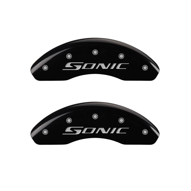MGP Front Set Of 2: Black Finish, Silver Sonic (2012-2020 Sonic LS, Sonic LTZ, Sonic LT, Sonic Premier) - 14213FSNCBK