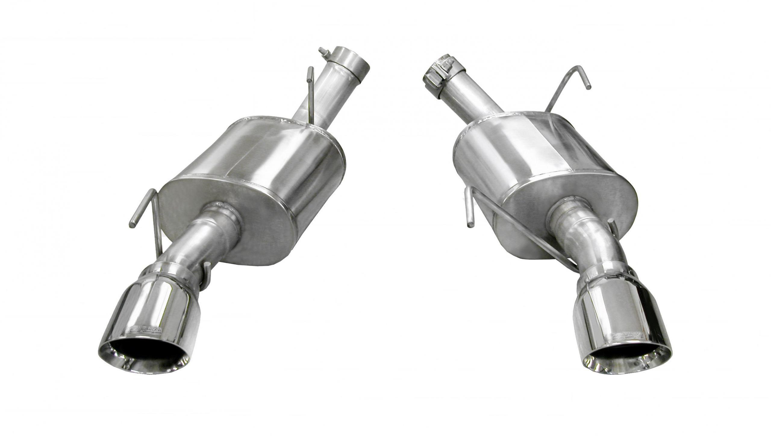 Corsa 2.5 Inch Axle-Back Xtreme Dual Exhaust Polished 4.0 Inch Tips 05-10 Mustang GT 4.6L/Shelby GT500 5.4L Stainless Steel - 14314