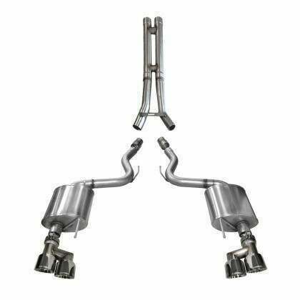 Corsa 3.0" Cat-Back Exhaust: HH-Pipe with 4.0" Polished Quad Tips - Xtreme (2015-2017 Mustang GT) - 14334-14502
