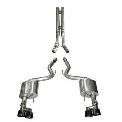 Corsa 3.0" Cat-Back Exhaust: HH-Pipe with 4.0" Black Quad Tips - Xtreme (2015-2017 Mustang GT) - 14334BLK-14502