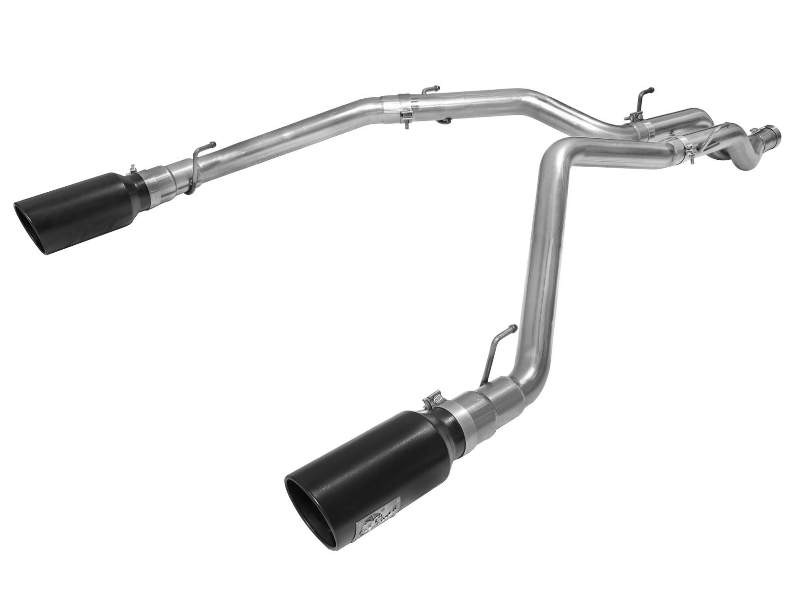 AFE Large Bore-HD 3 IN 409 Stainless Steel DPF-Back Exhaust System w/Black Tip (2014-2019 1500, 1500 Classic) - 49-42044-B