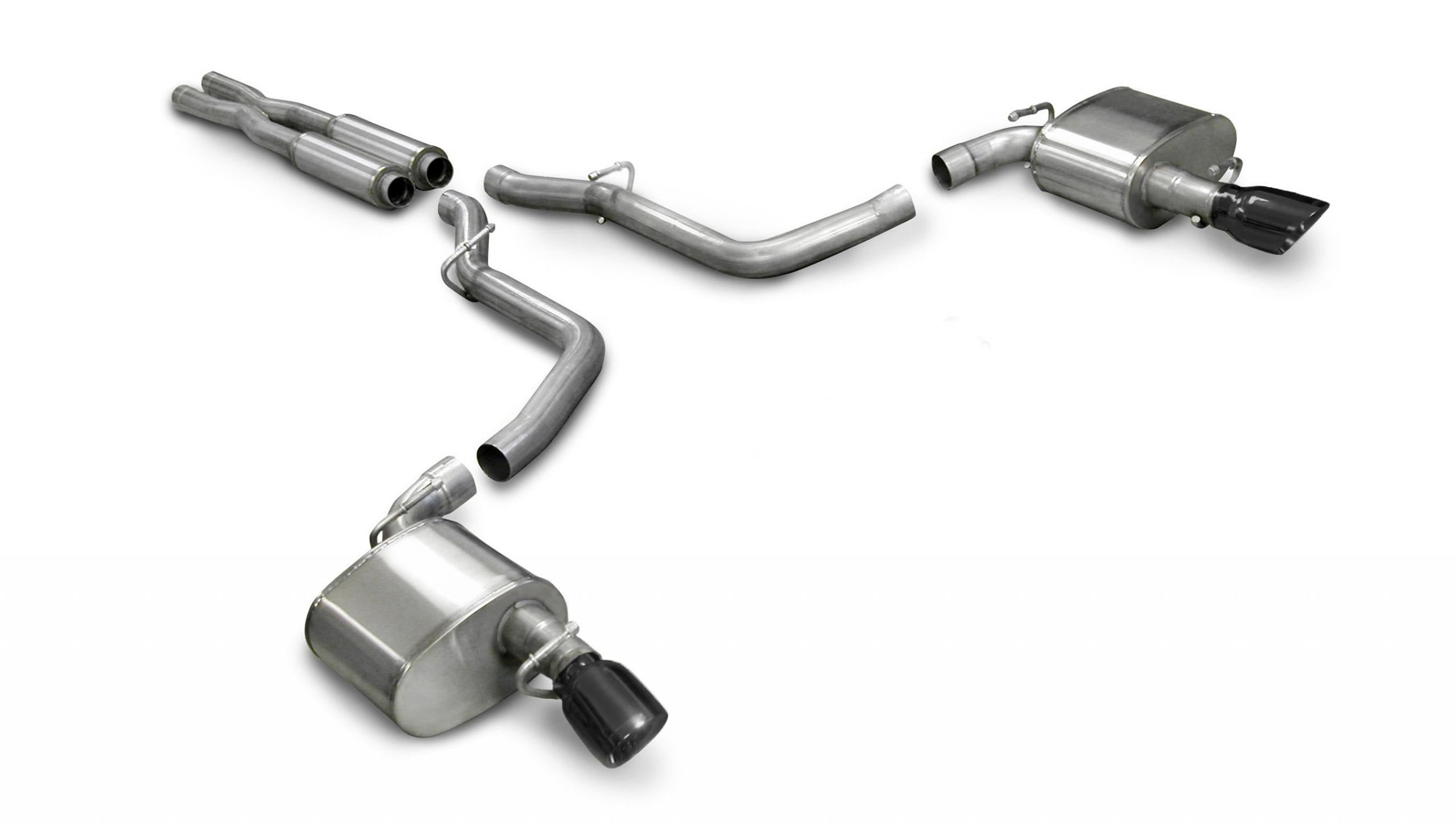 Corsa 14440BLK 2.75" Dual Rear Exit Xtreme Catback Exhaust System with 4" Black Tips (2005-2010 Charger 6.1L SRT-8)