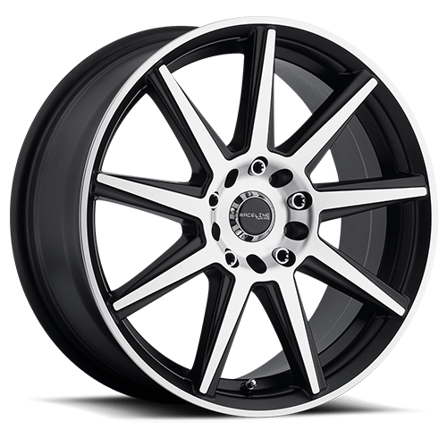 Raceline Wheels Aluminum Wheels 17x7.5 Storm 144M Machined Spoke-Machined Outer Lip Satin Black 40 Offset 5 on 100/5 on 114.3 Bolt Pattern 72.62 Bore Raceline - 144M-77589+40