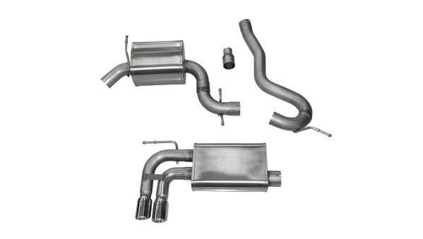Corsa 14545 3" Single Rear Exit Touring Catback Exhaust System with Twin 3" Polished Tips (2006-2014 Audi 8P 2.0T)