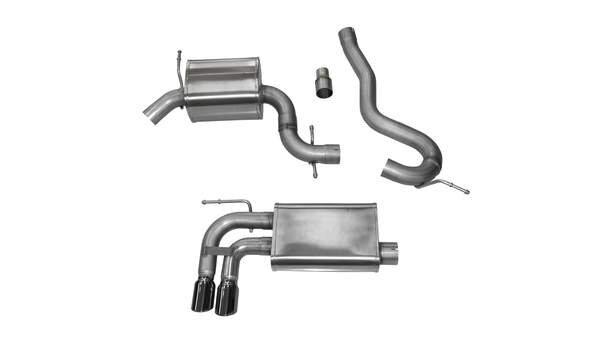 Corsa 14545BLK 3" Single Rear Exit Touring Catback Exhaust System with Twin 3" Black Tips (2006-2014 Audi 8P 2.0T)