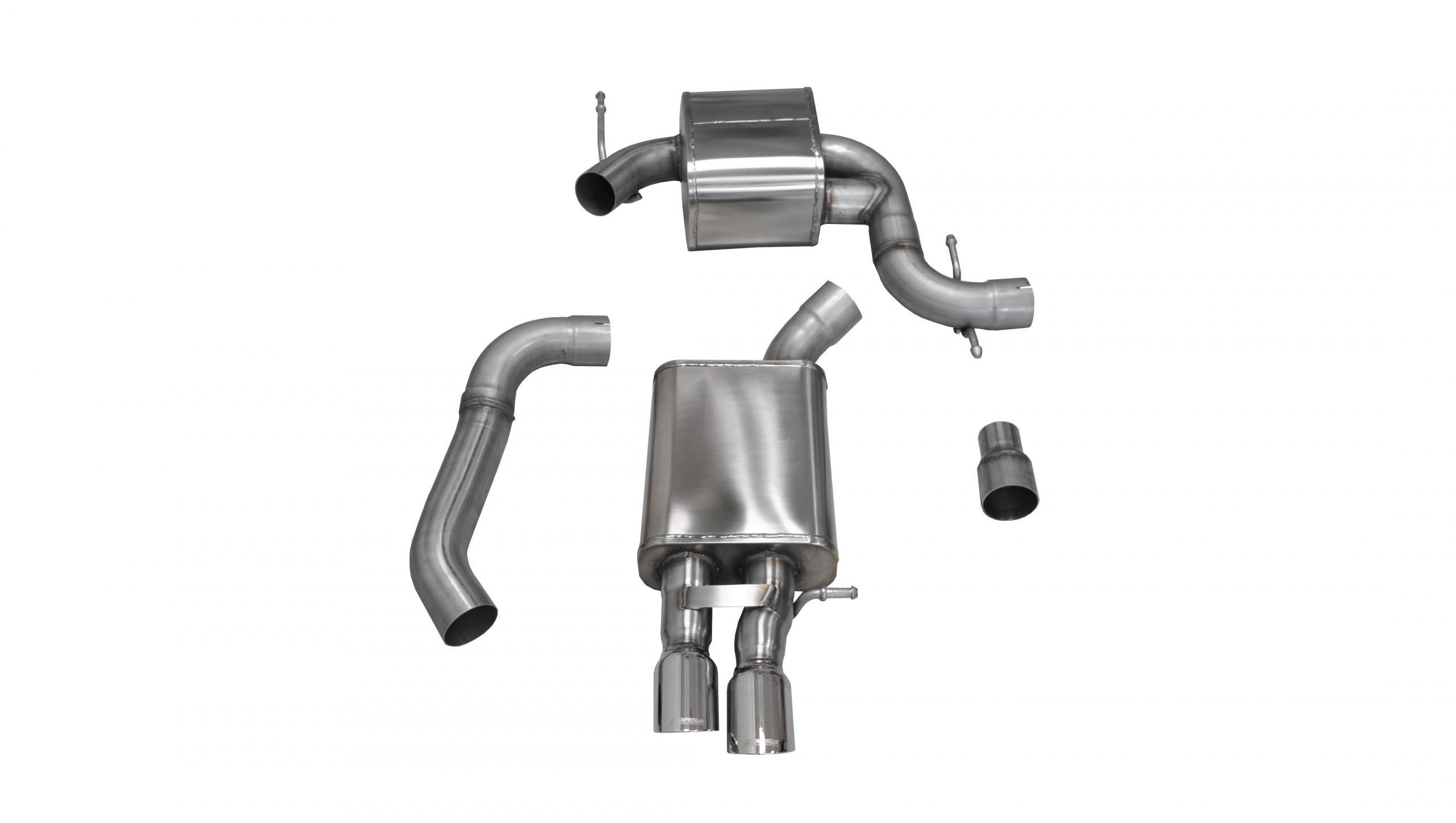 Corsa 14598 3" Single Rear Exit Touring Catback Exhaust System with 3" Polished Tips (2006-2010 Volkswagen Jetta GLI MK5)
